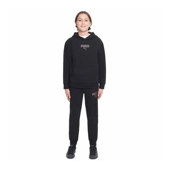 #8 PUMA Youth Fleece Sweatsuit Hoodie Jogger Set Medium 10/12 Black NWT